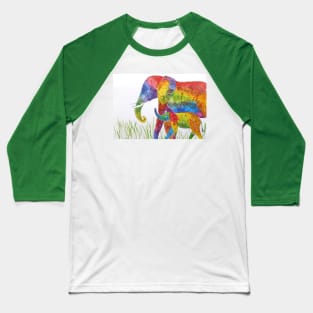 Colorful Mother and Baby Elephant 2 Baseball T-Shirt